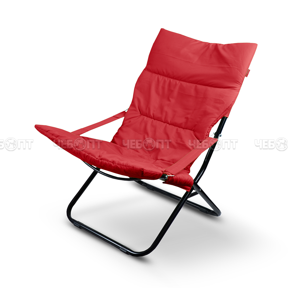 Кресло - шезлонг складное ВИННЫЙ с мягким матрасом 850*640*850 мм, нагрузка 120 кг, сиденье – ПВХ; матрас – поликотон  арт. ННК4/R NIKA [1/4]. ЧЕБОПТ.