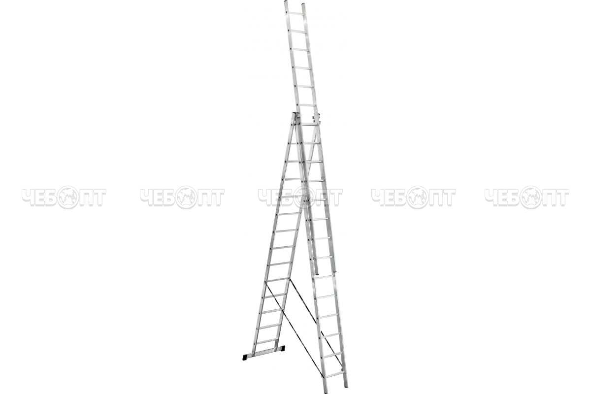 Лестница приставная UFUK 3-секцион. 3*14 (высота: 3,98/6,76/9,51 м) макс.нагрузка 150 кг арт. 411314 [1]. ЧЕБОПТ.