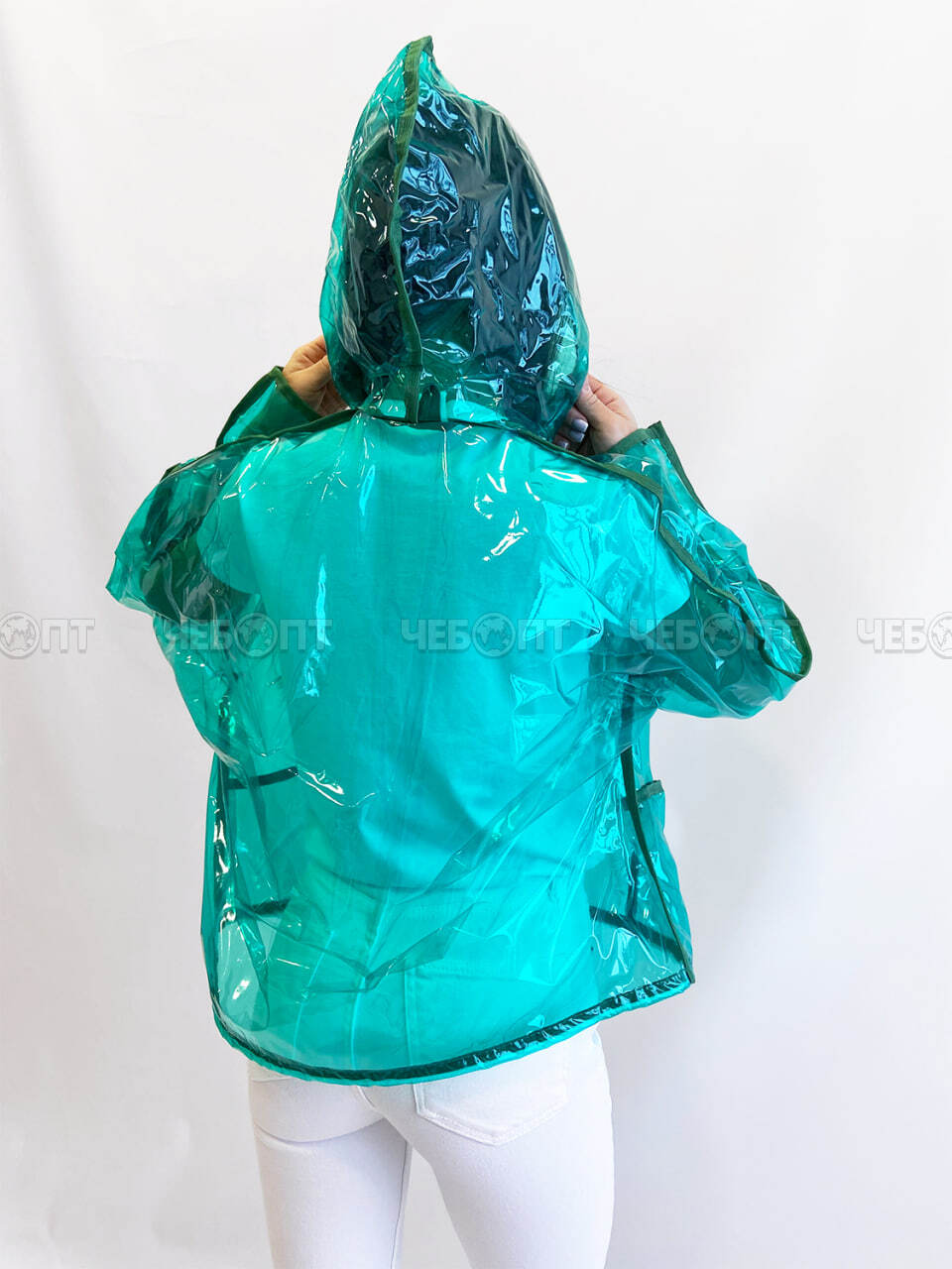 Куртка дождевик на молнии,ЧЕБПРО,цветная пленка, размер 40-44,100% пленка ПВХ, Арт.КурПЛЕНКА/зеленый, МПС [3/15] СобПр. ЧЕБОПТ.