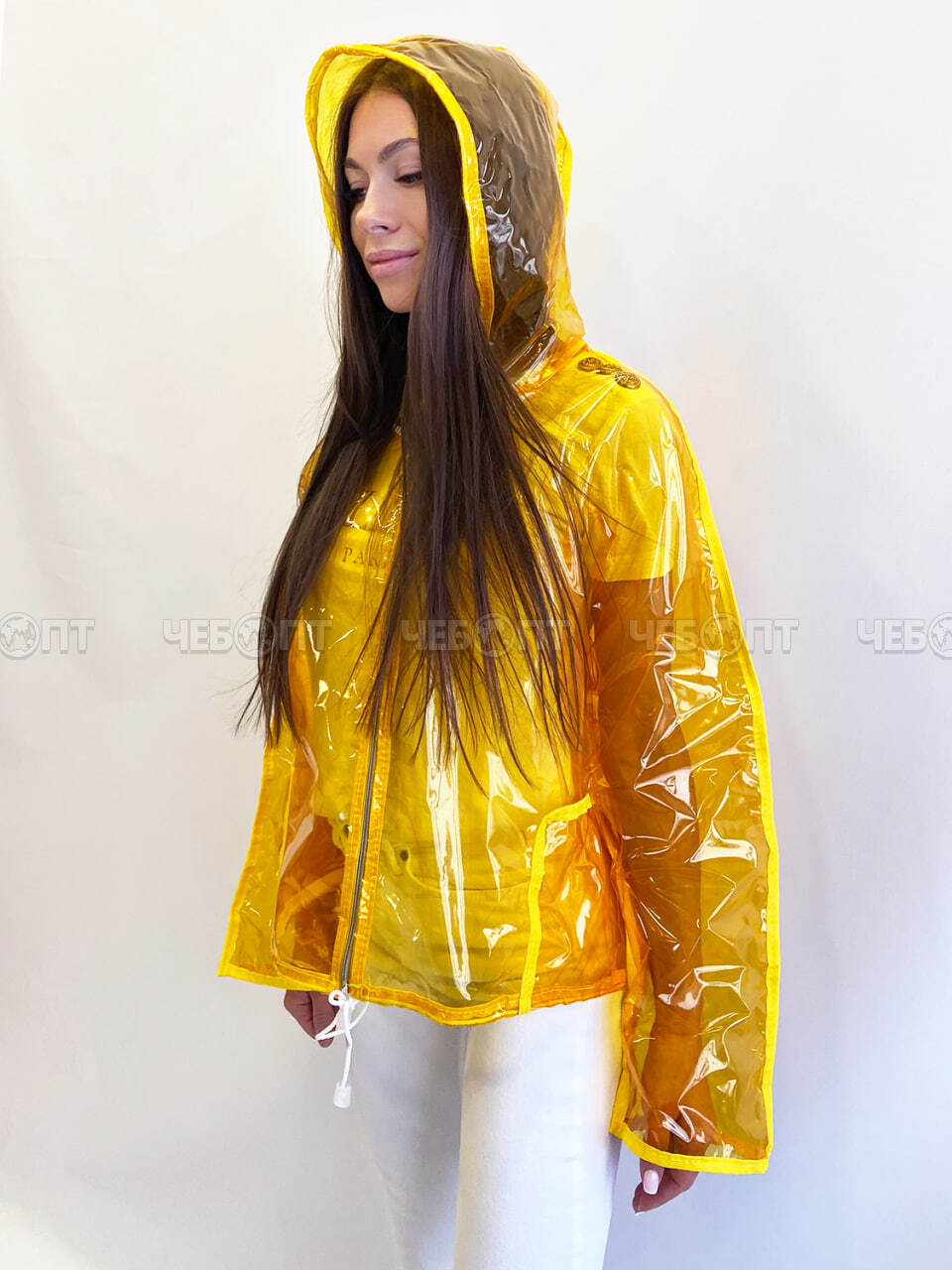 Куртка дождевик на молнии,ЧЕБПРО,цветная пленка, размер 46-50,100% пленка ПВХ, Арт.КурПЛЕНКА/желтый, МПС [15] СобПр. ЧЕБОПТ.