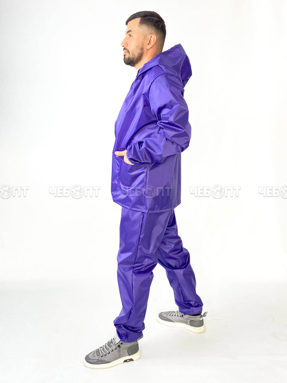 Костюм-дождевик (куртка, брюки),ЧЕБПРО,размер 48-50,100% полиэстер, Арт. ДожКостМуж/фиолетовый, МПС [3/15] СобПр. ЧЕБОПТ.