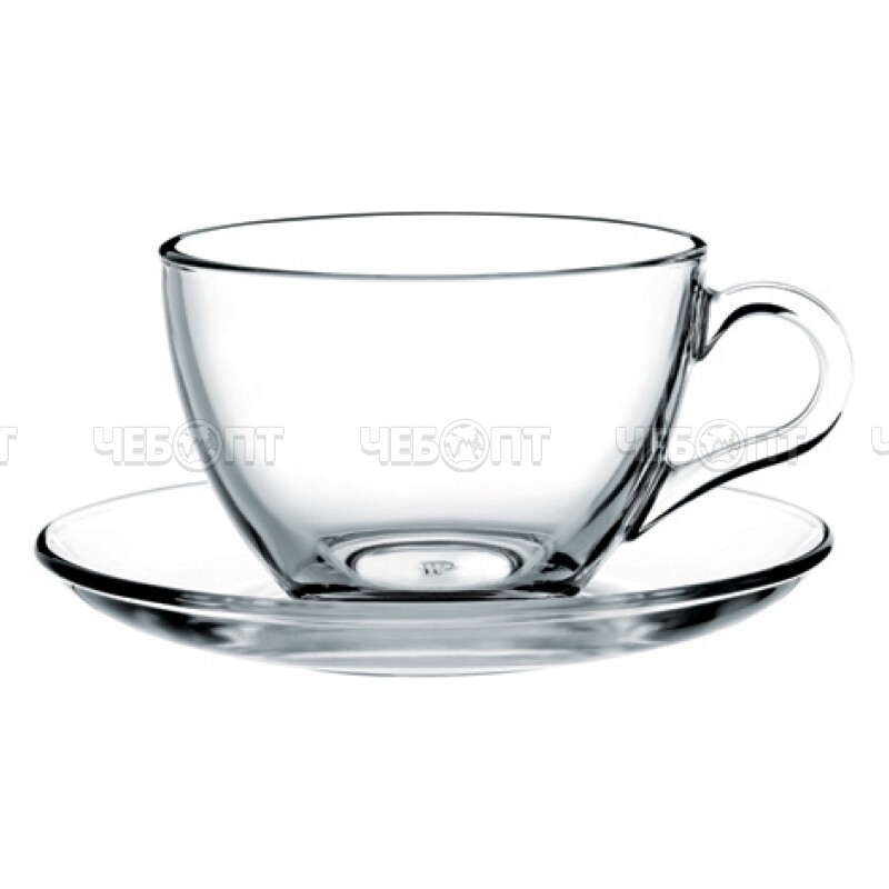 Сервиз чайный 12 предметов BASIC (чашка 215 мл - 6шт, блюдеце - 6 шт.) закаленное стекло арт. 97948BТ [4] БОР. ЧЕБОПТ.