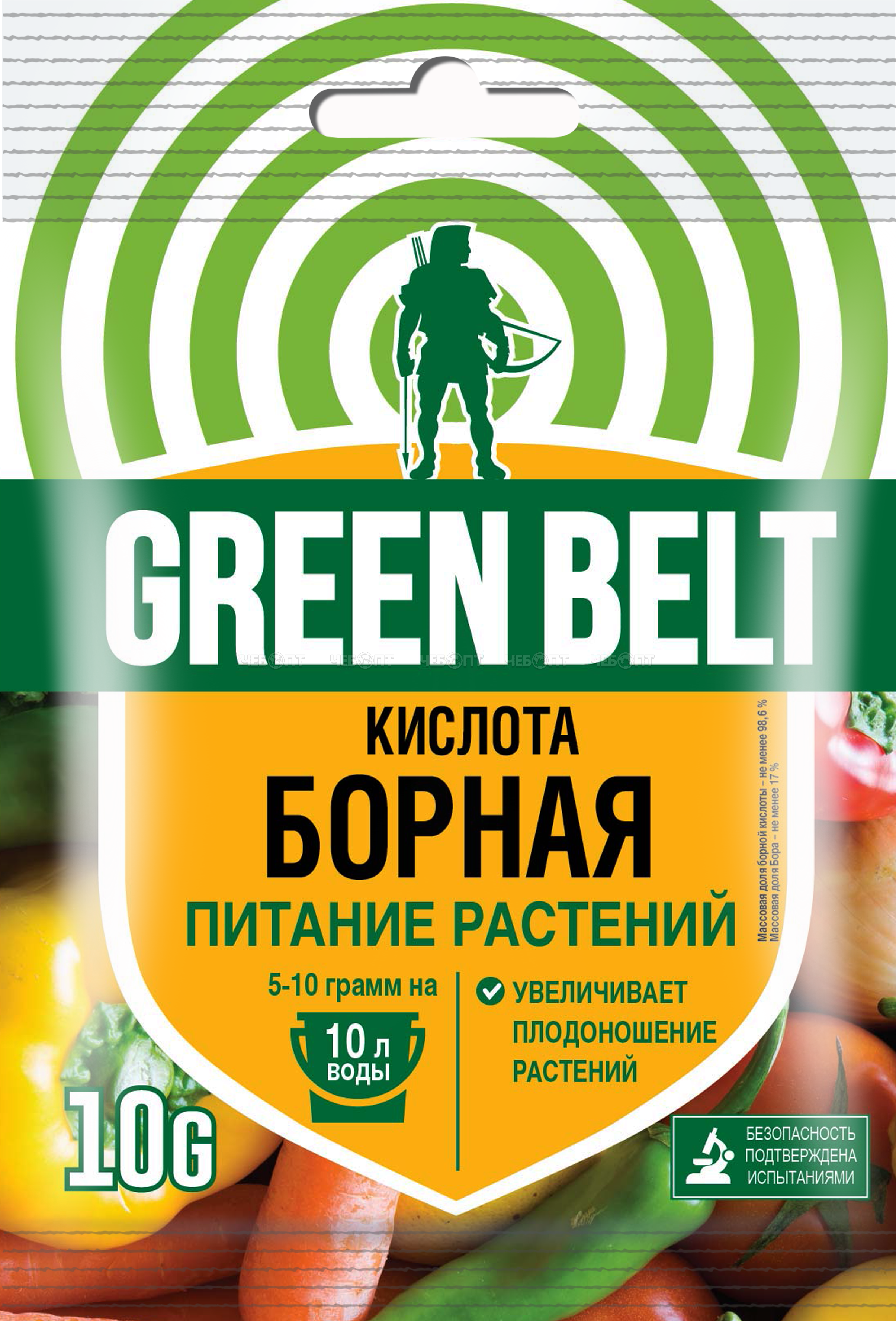 Удобрение универсальное GREEN BELT Борная кислота в пакете 10 гр арт. 04-425 [100] ТЕХНОЭКСПОРТ. ЧЕБОПТ.