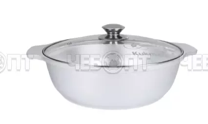 Жаровня алюминиевая 3 л со стеклянной крышкой, с ручками арт. ж34 [3] КУКМОР. ЧЕБОПТ.