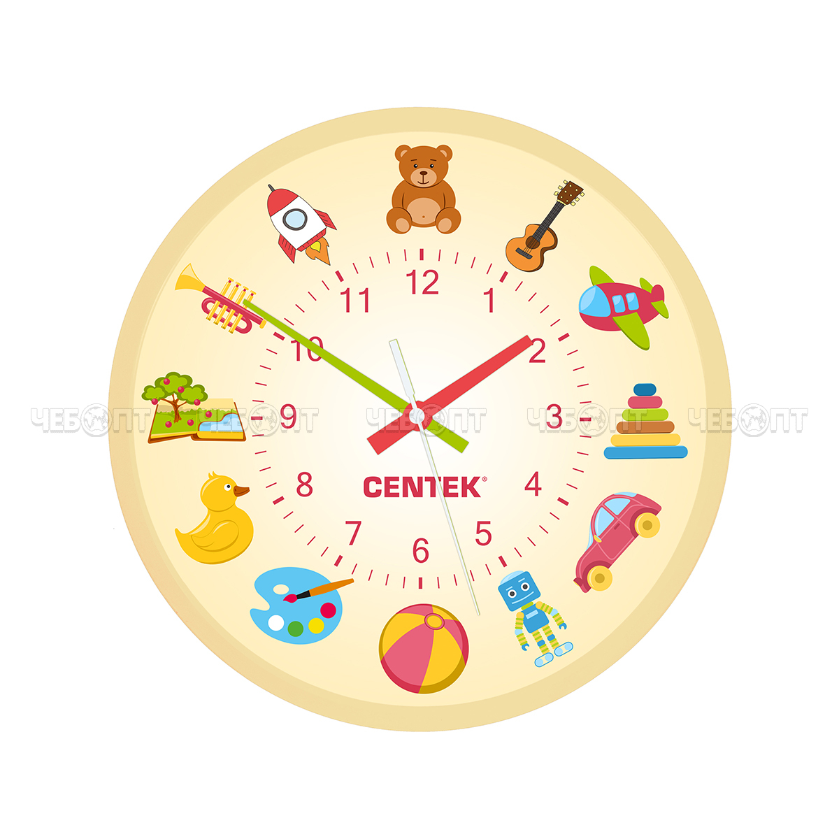 Часы настенные CENTEK CT-7104 с рисунком из пластика d - 250 мм [10]. ЧЕБОПТ.