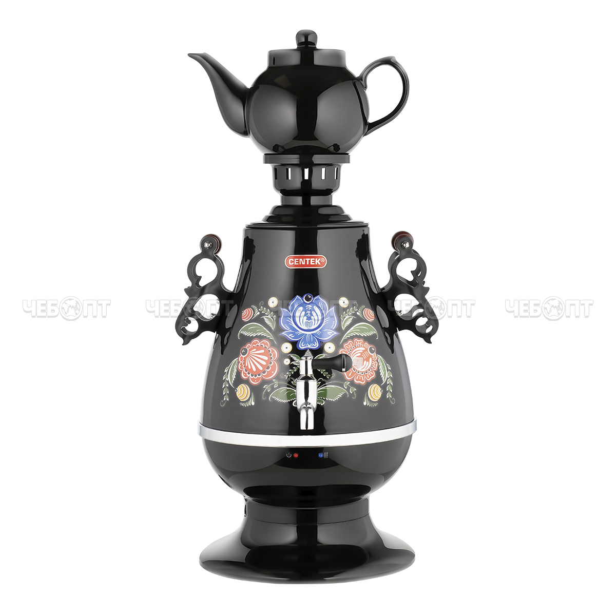 Чайник-самовар CENTEK CT-0091В, 0092 BLACK корпус металл 4 л, керамич. заварочный чайник, поддержание темп, LED индикатор, мощн. 2300 Вт [4]. ЧЕБОПТ.