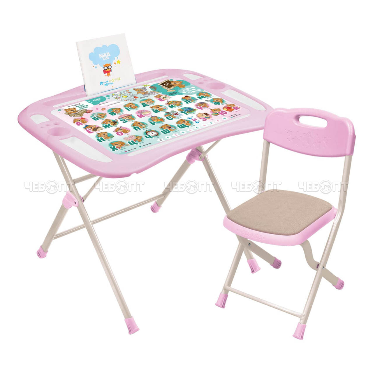 Комплект детской мебели: стол 73*59*60 см. пласт. органайзер и  подставкой для книг. стул мягкий из искусств. замши возраст 3-7 лет арт. NKP1 [1] NIKA. ЧЕБОПТ.