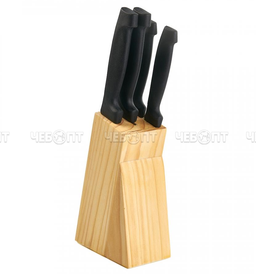 Набор кухонных ножей 5 предметов ASTELL (4 ножа с пластиковой ручкой и подставка) арт. AST-004-НН-003 [24] КАТУНЬ. ЧЕБОПТ.