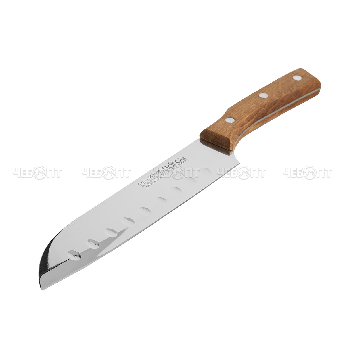 Нож поварской 17,8 см/1.8 мм, сталь LARA деревянная буковая ручка 8CR13Mov (блистер) LR05-63 [72]. ЧЕБОПТ.