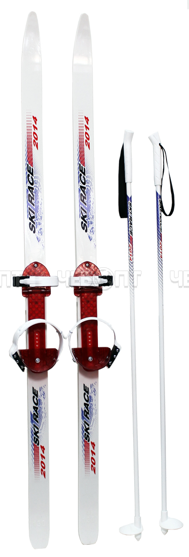 Комплект лыжный "SKI RACE" c универс. креплением ЦИКЛ (лыжи пластик - 120 см, палки алюминиевые - 95 см) В КОРОБКЕ [6] КОВРОВ. ЧЕБОПТ.
