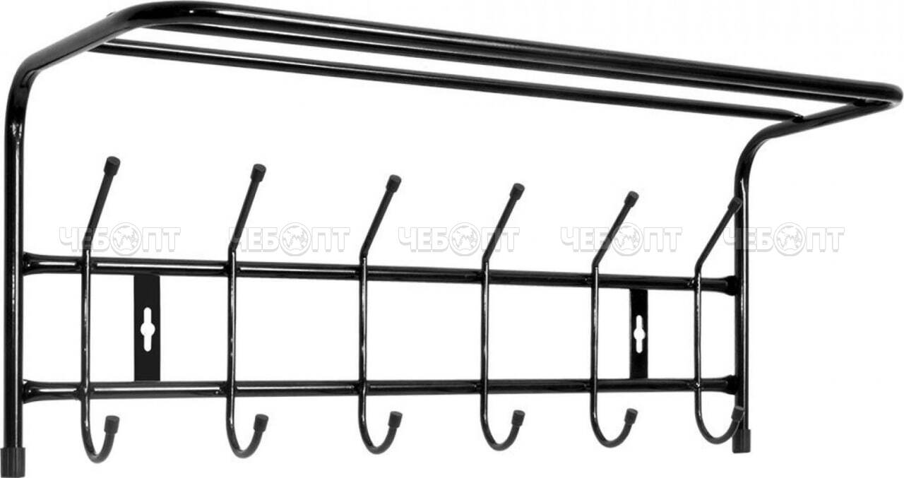 Вешалка настенная металлическая для одежды в прихожую 6 - рожковая с полкой для головных уборов ЦВ.АССОРТИ 605*265*245 мм арт. ВП6 NIKA [5]. ЧЕБОПТ.