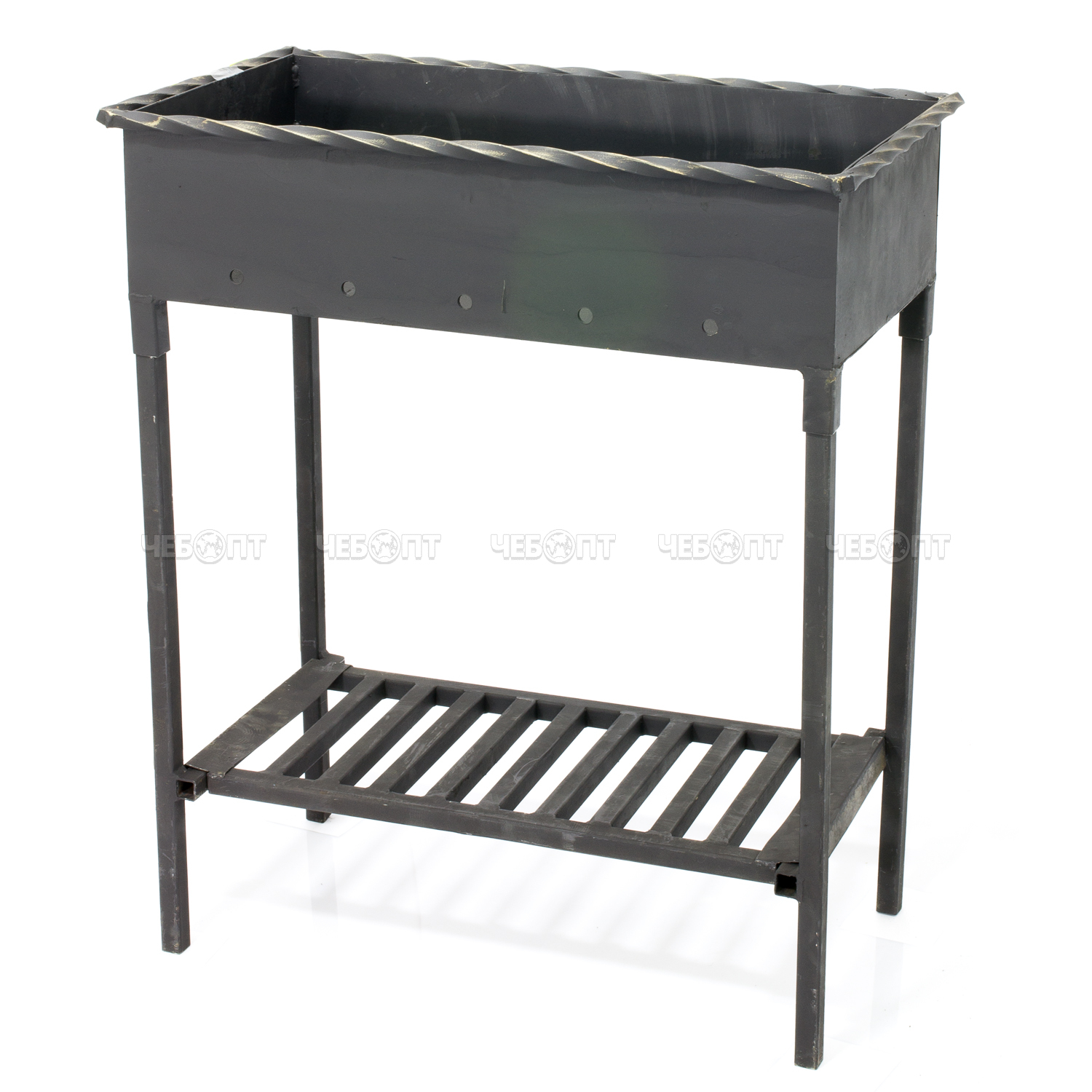 Мангал разборный (ДШВ размер в собранном виде 720х300х720 мм, ДШВ размер рабочей зоны 720х300х450 мм) металл 2 мм с полкой для дров [1]. ЧЕБОПТ.