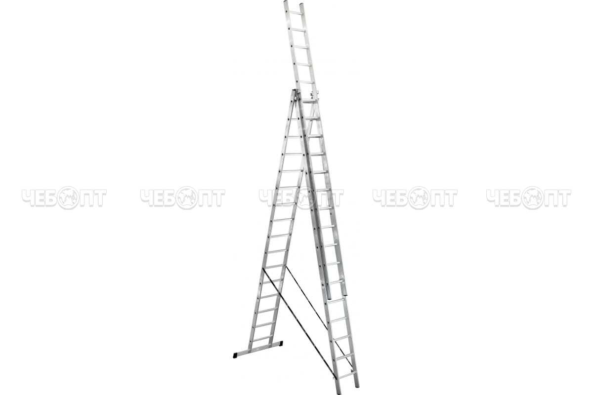 Лестница приставная UFUK 3-секцион. 3*16 (высота: 4,54/7,87/11,17 м) макс.нагрузка 150 кг арт. 411316 [1]. ЧЕБОПТ.