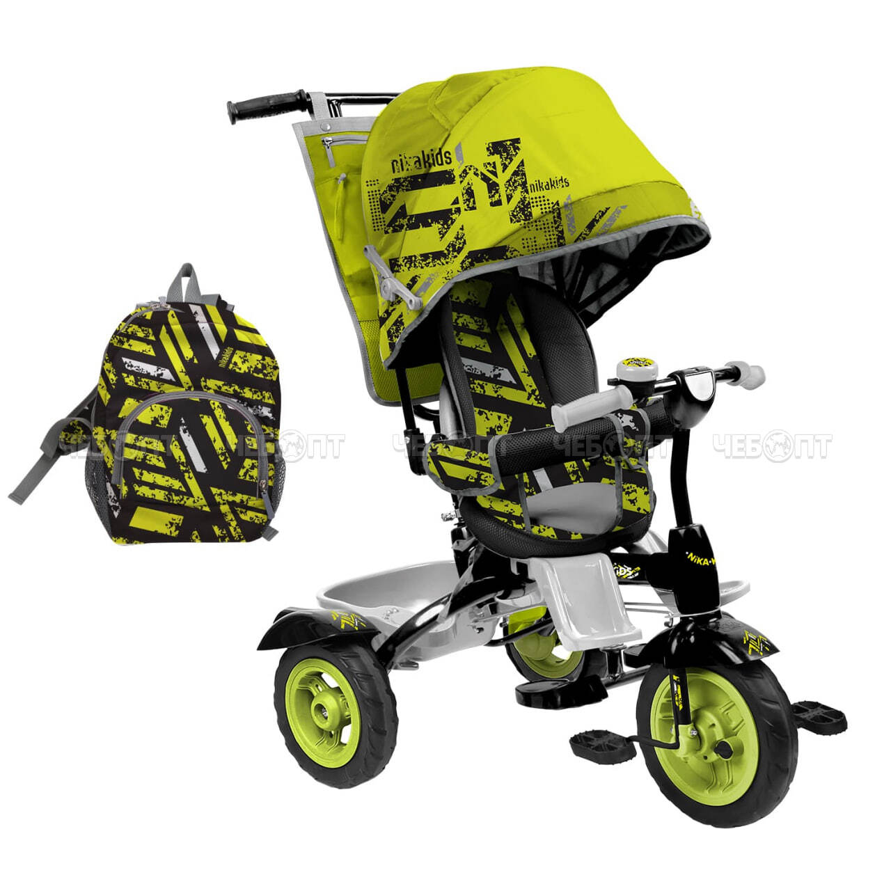 Велосипед детский 3-х колесный (колеса EVA 2 полож.сид, съем.обод, подножка, рюкз, багаж., доп.подн. для дет.от 8 мес) арт. ВД5/ВДН5 Nika [1]. ЧЕБОПТ.