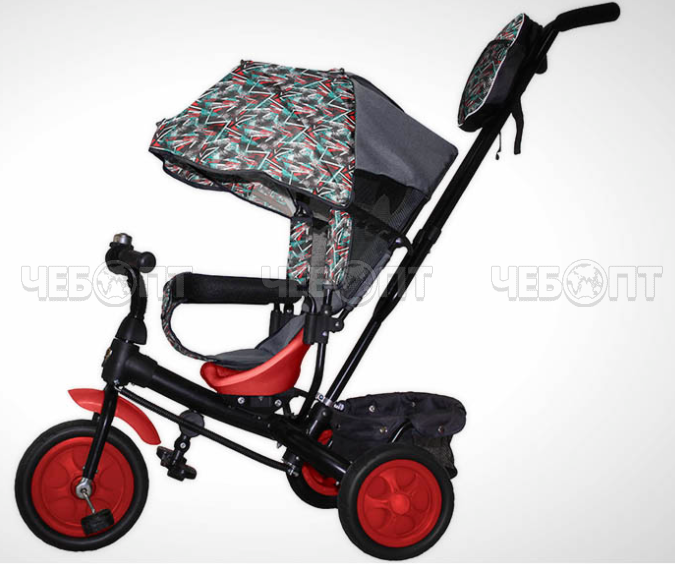 Велосипед трехколесный детский ВИВАТ-2 (колеса EVA 10/8 дюймов, подст. для ног, ручка толкат., регул. сиденье, багажник, звонок) арт. V2 [1]. ЧЕБОПТ.