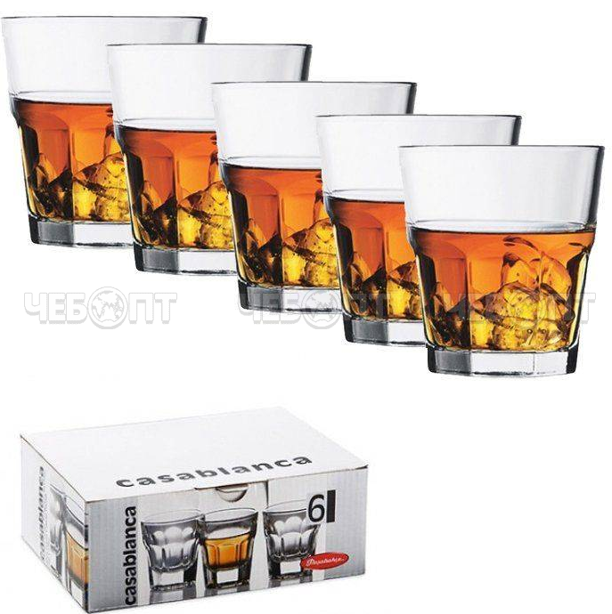Набор стаканов 360 мл 6 шт CASABLANCA для виски, низкие, закаленное стекло арт. 52704 [4] БОР. ЧЕБОПТ.