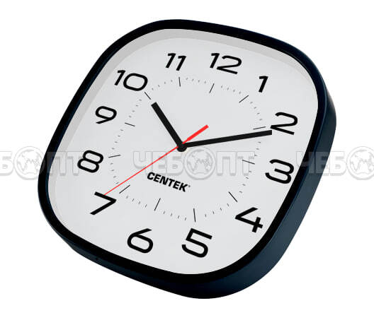 Часы настенные CENTEK CT-7106 кварцевые BLACK/WHITE из пластика d - 300 мм [12]. ЧЕБОПТ.