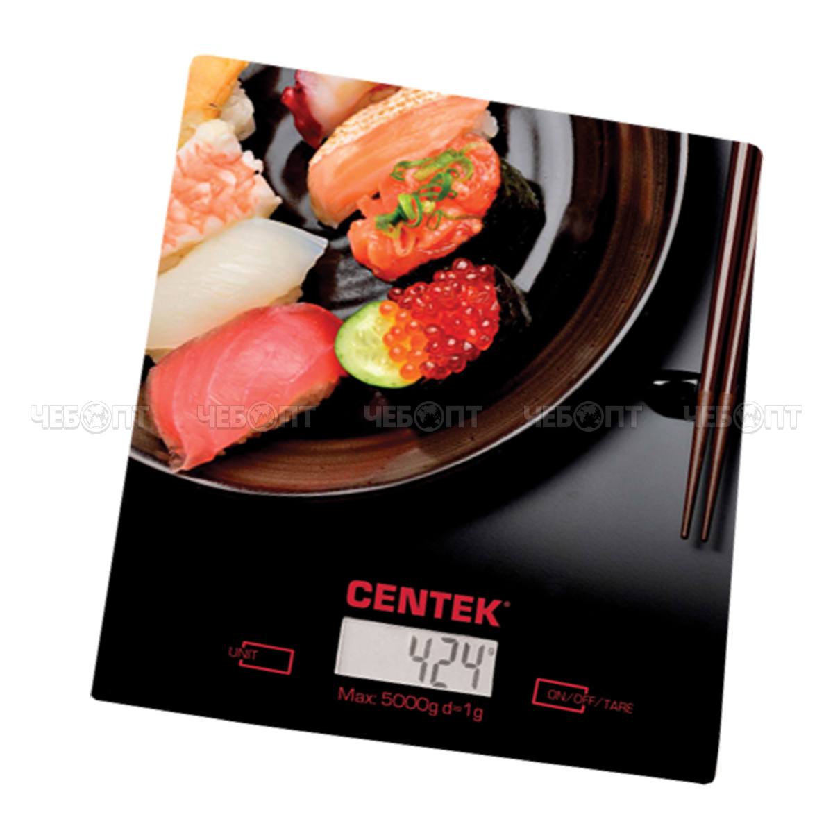 Весы настольные кухонные электронные CENTEK CT-2462  стеклянная платформа, сенсор, LCD- 190*200 см, до 5 кг, шаг 1г [12]. ЧЕБОПТ.