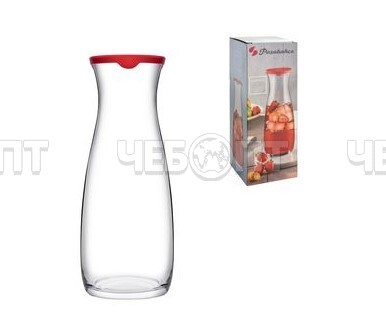 Кувшин 1180 мл АМФОРА закаленное стекло красная пластиковая крышка арт. 43813 [6] БОР. ЧЕБОПТ.