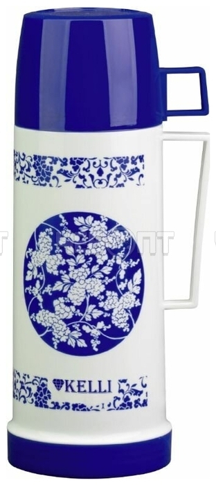 Термос 0,5 л KELLI KL-0972 пластиковый корпус, стеклянная колба, ручка на корпусе, крышка-чашка [48]. ЧЕБОПТ.