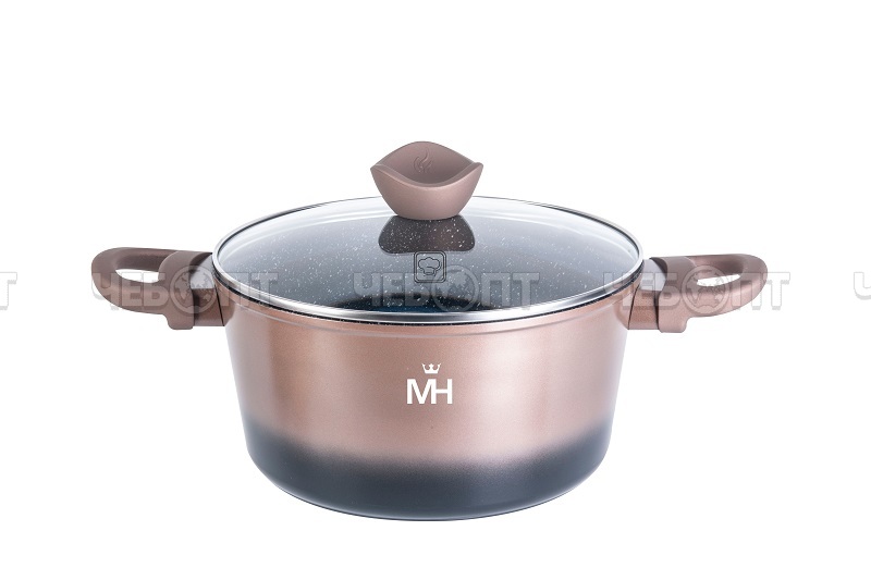 Кастрюля антипригарная 2,3 л MERCURYHAUS алюминиевая со стеклянной крышкой с арт. MC-1788 [4] ШИКО. ЧЕБОПТ.