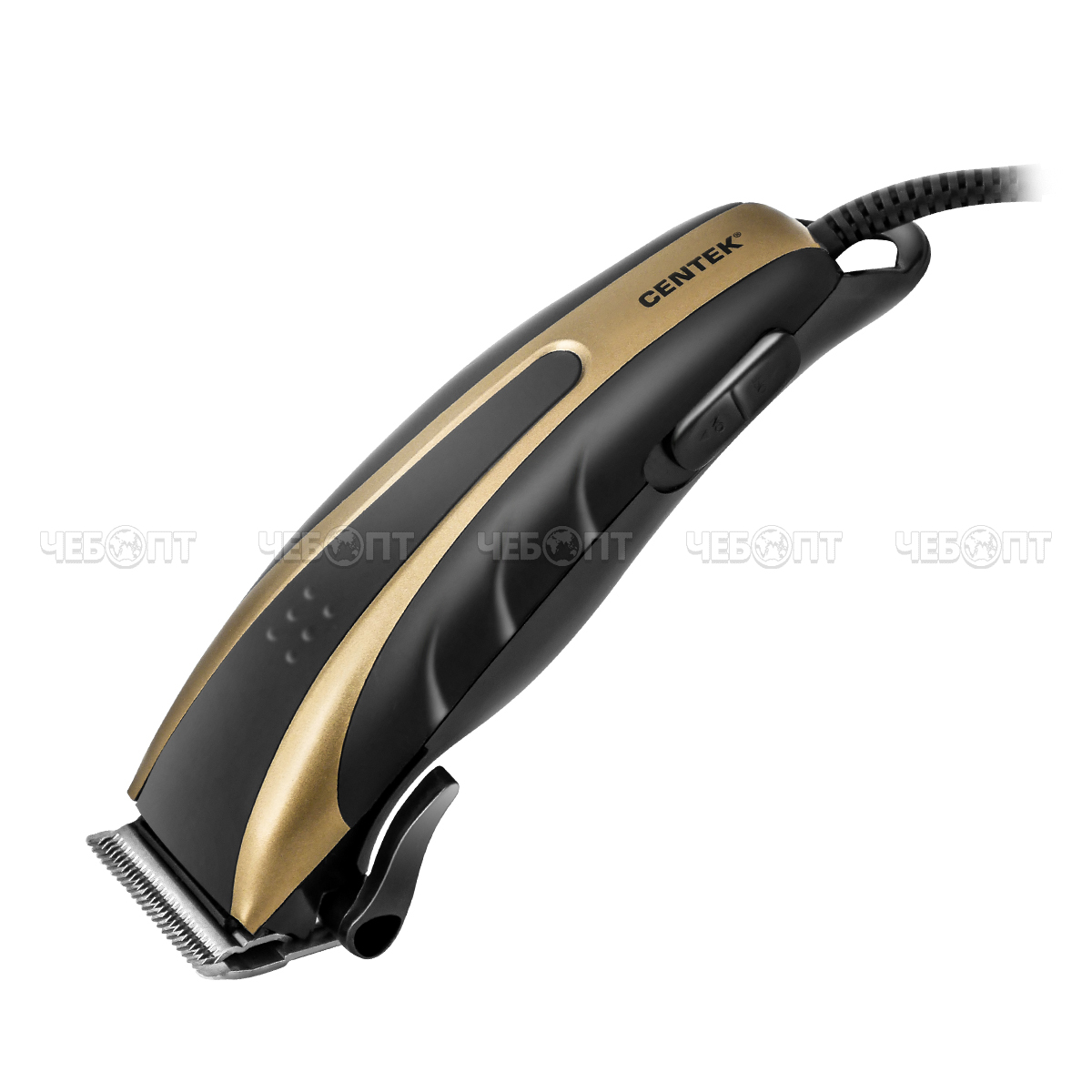 Машинка для стрижки волос CENTEK CT-2110 (черный/золотой) высококач. сталь, титановые ножи, насадки, эргономичный дизайн мощн. 10 Вт [12]. ЧЕБОПТ.