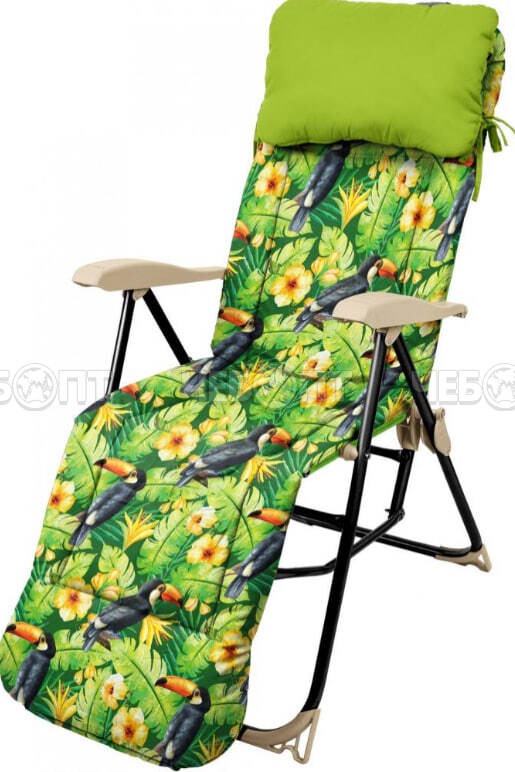 Кресло - шезлонг С ТУКАНАМИ складное 820*590*1170 мм, со съемным матрасом и подушкой, нагрузка 100 кг арт. ННК5/Т NIKA [1]. ЧЕБОПТ.