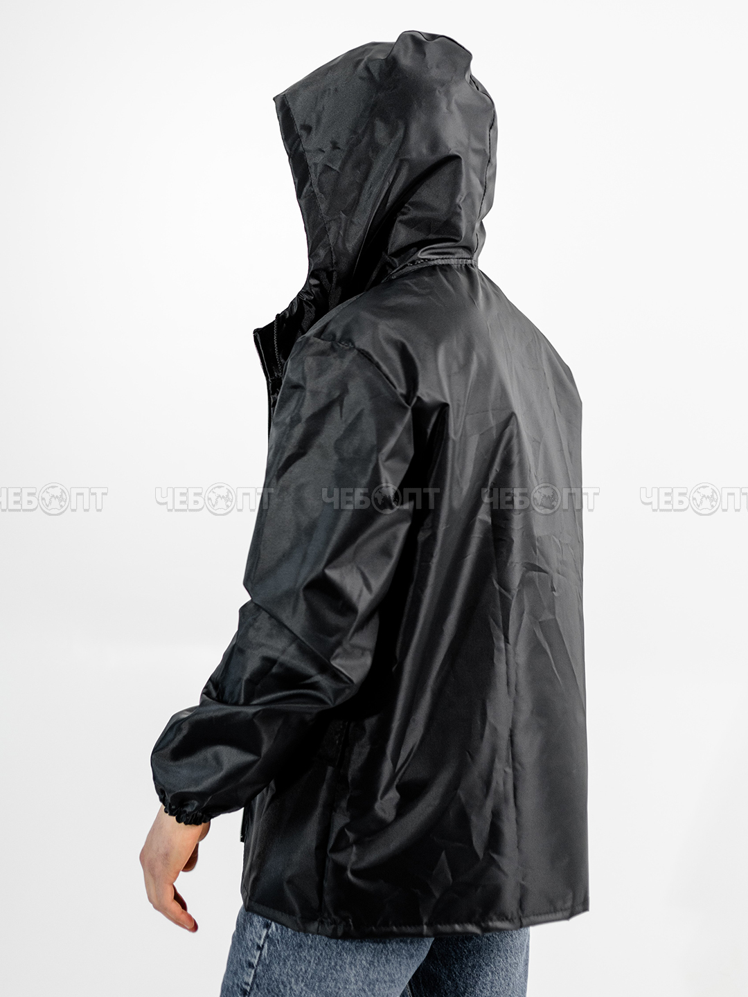 Куртка дождевик мужская, женская ЧЕБПРО,размер 44-46,100% полиэстер, Арт. КуртМуж/черный, МПС [15] СобПр. ЧЕБОПТ.