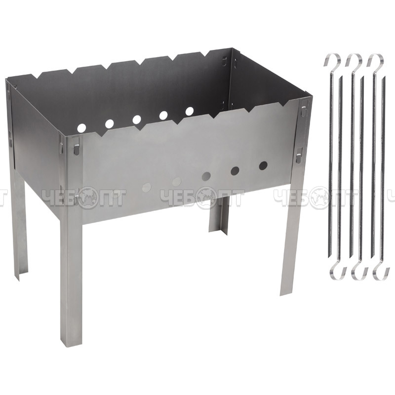 Мангал ECOS сборно-разборный(ДШВ 400х240х350 мм х/к сталь толщина 0,35 мм +6 шампуров арт. 182520 [10] СКРАП. ЧЕБОПТ.