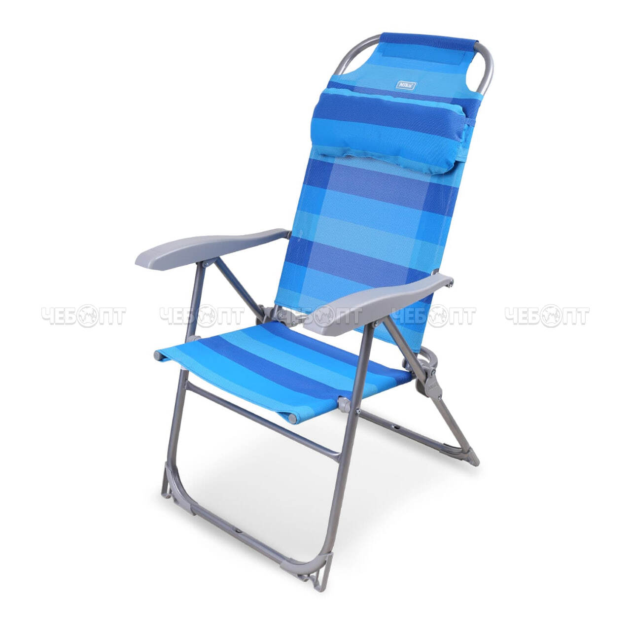 Кресло - шезлонг СИНИЙ  складное, 8 положений спинки, съемный подгол, размер сиденья 750*590*1090 мм, макс. нагрузка 120 кг арт. К2/С NIKA [1]. ЧЕБОПТ.
