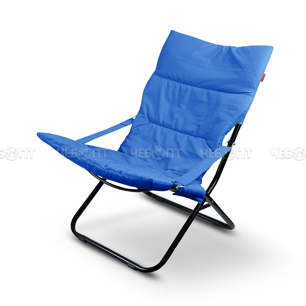 Кресло - шезлонг складное СИНИЙ с мягким матрасом 850*640*850 мм, нагрузка 120 кг, сиденье – ПВХ; матрас – поликотон  арт. ННК4/B NIKA [1]. ЧЕБОПТ.