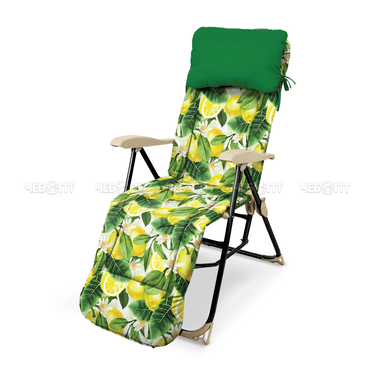 Кресло - шезлонг С ЛИМОНАМИ складное 820*590*1170 мм, со съемным матрасом и подушкой, нагрузка 100 кг арт. ННК5/L NIKA [1]. ЧЕБОПТ.
