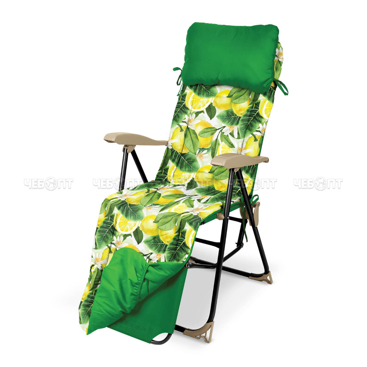 Кресло - шезлонг С ЛИМОНАМИ складное 820*590*1170 мм, со съемным матрасом и подушкой, нагрузка 100 кг арт. ННК5/L NIKA [1]. ЧЕБОПТ.