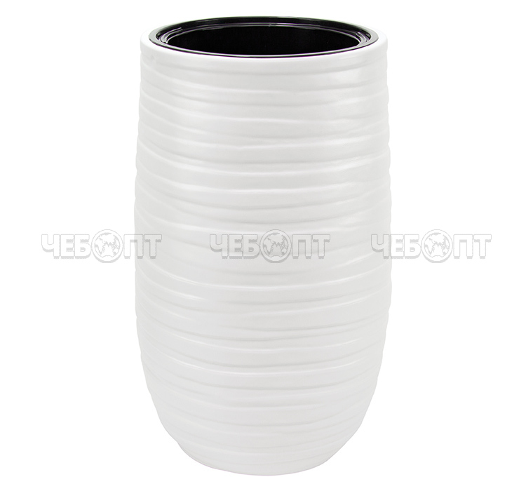 Кашпо для цветов 59 л ЛАЙН пластик 375 мм со вставкой БЕЛЫЙ уличное арт. М 3412 [1] М-ПЛАСТИКА. ЧЕБОПТ.