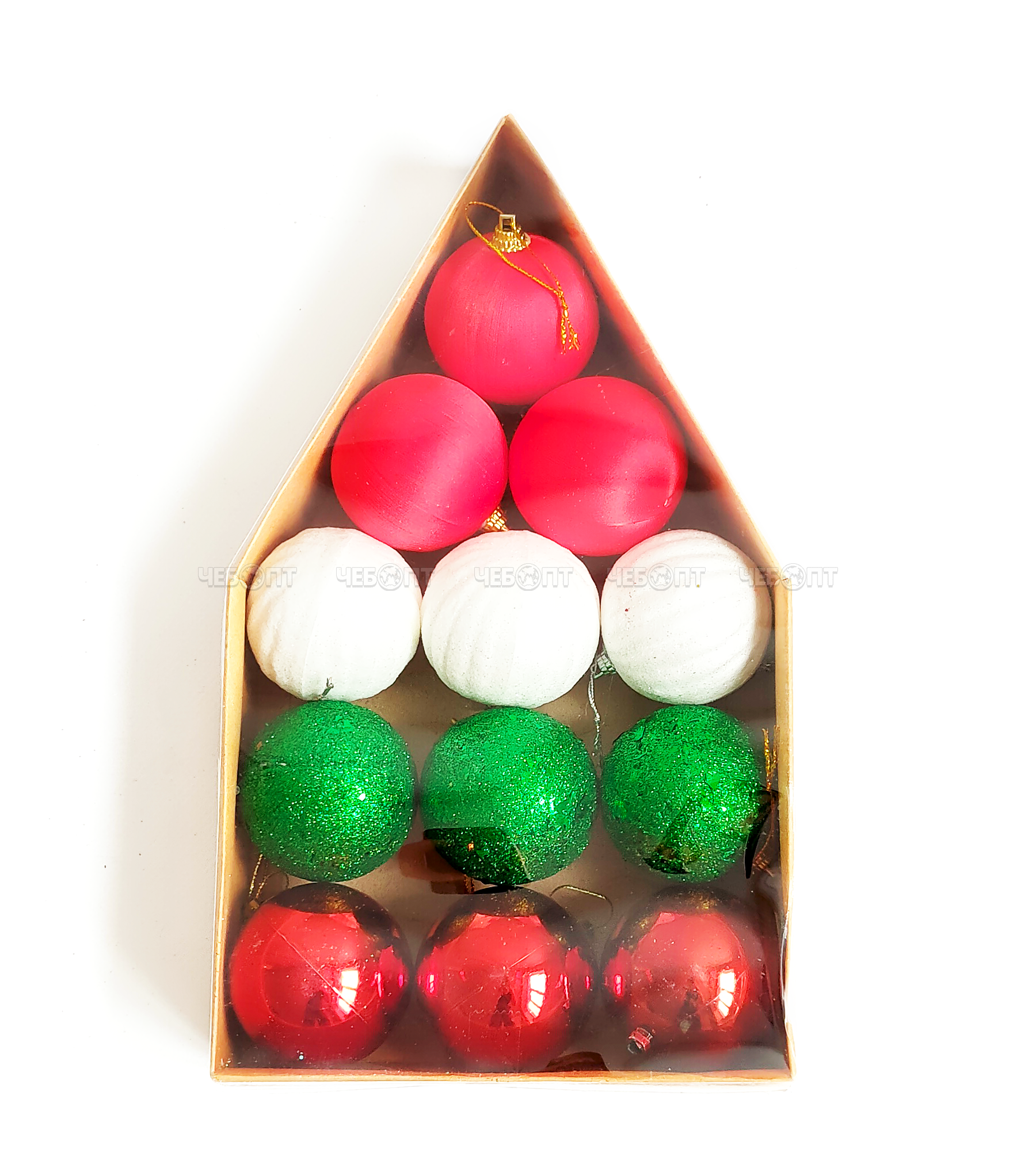 Елочная игрушка (набор 12 шт) ДОМИК 6 см, цвет в ассортименте арт. JH48-5177 $ [60]. ЧЕБОПТ.