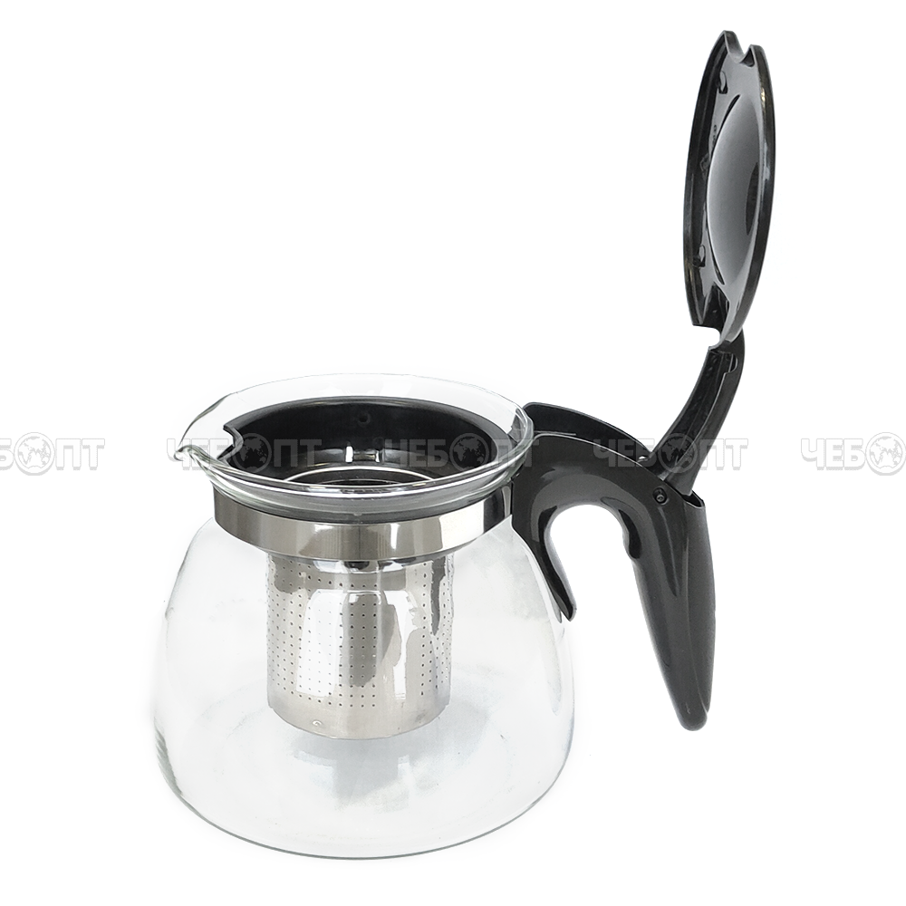 Чайник заварочный 700 мл с металлическим ситечком, пластиковой крышкой и ручкой, жаропрочное стекло арт. SY-138 $ [80] GOODSEE. ЧЕБОПТ.