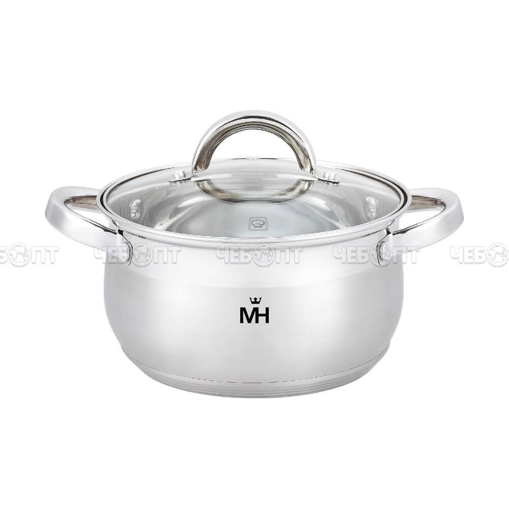 Кастрюля из нержавеющей стали 2,3 л MERCURYHAUS со стеклянной крышкой арт. MC-1625 [6] ШИКО. ЧЕБОПТ.