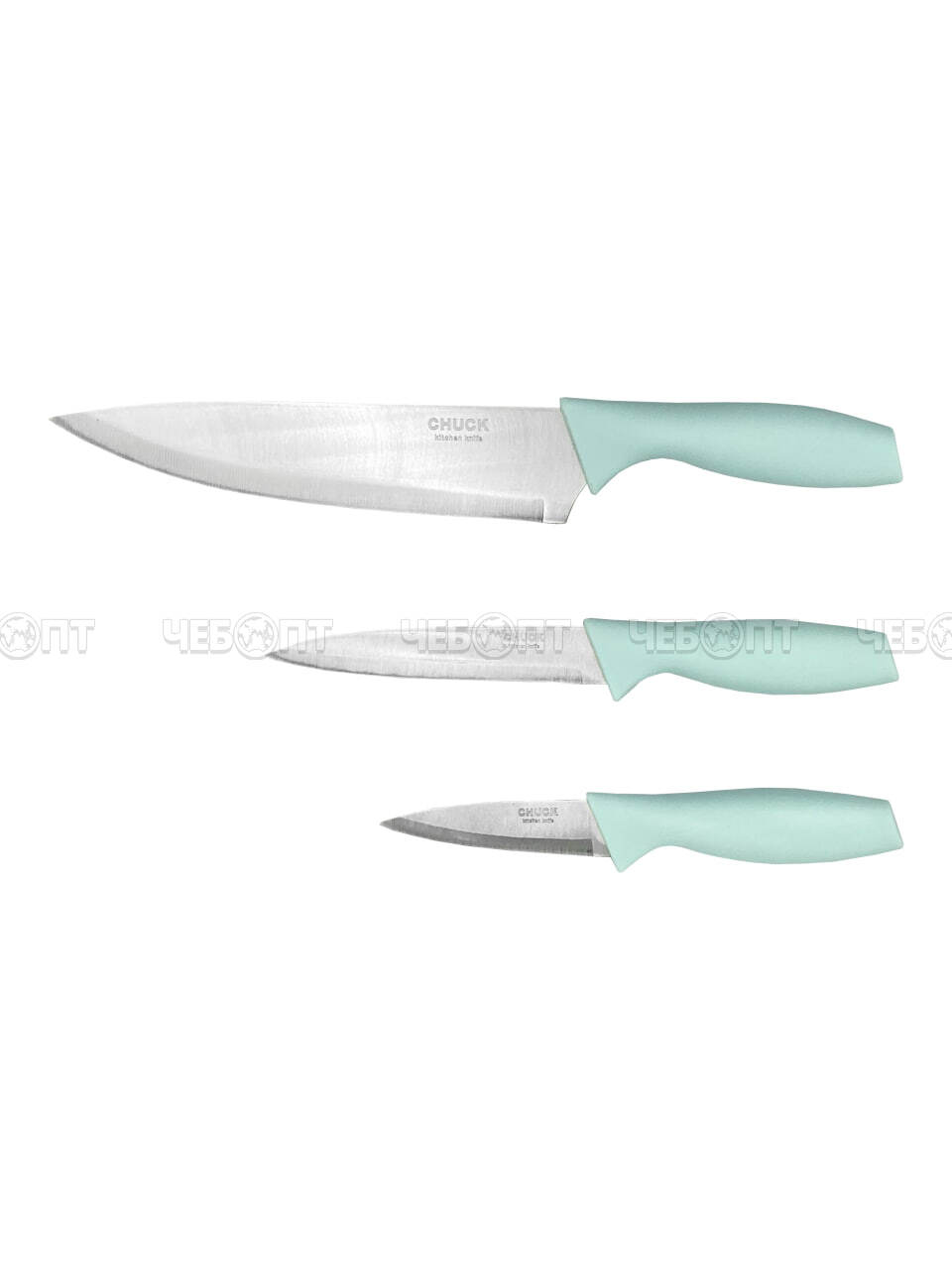 Набор кухонных ножей 3 предмета (нож поварской, универсальный, для овощей) арт. 260058 $ [120] GOODSEE. ЧЕБОПТ.