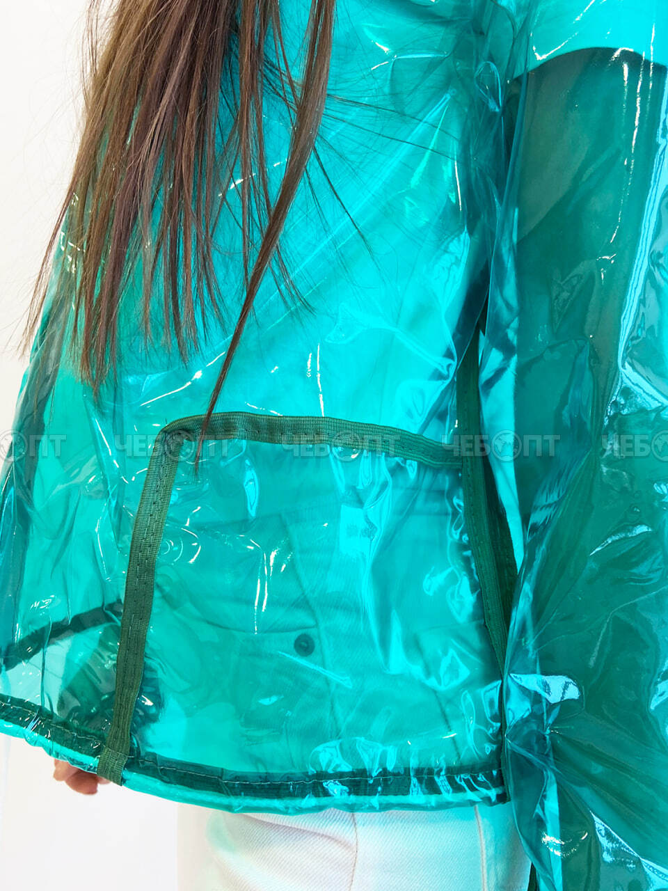 Куртка дождевик на молнии,ЧЕБПРО,цветная пленка, размер 40-44,100% пленка ПВХ, Арт.КурПЛЕНКА/зеленый, МПС [15] СобПр. ЧЕБОПТ.