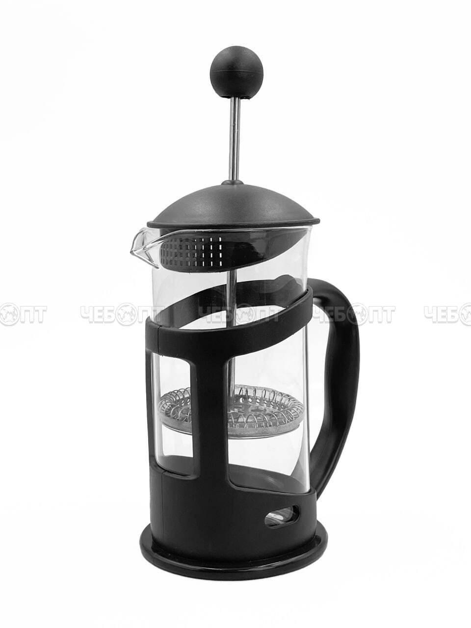 Чайник / кофейник френч-пресс 350 мл MYC-1 жаропрочное стекло, корпус пластмассовый, стальной фильтр арт. 260158 $ [40] GOODSEE. ЧЕБОПТ.