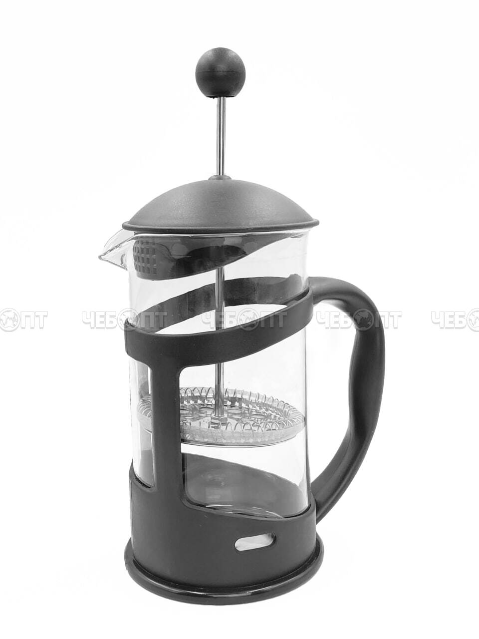 Чайник / кофейник френч-пресс 600 мл MYC-2 жаропрочное стекло, корпус пластмассовый, стальной фильтр арт. 260156 $ [40] GOODSEE. ЧЕБОПТ.