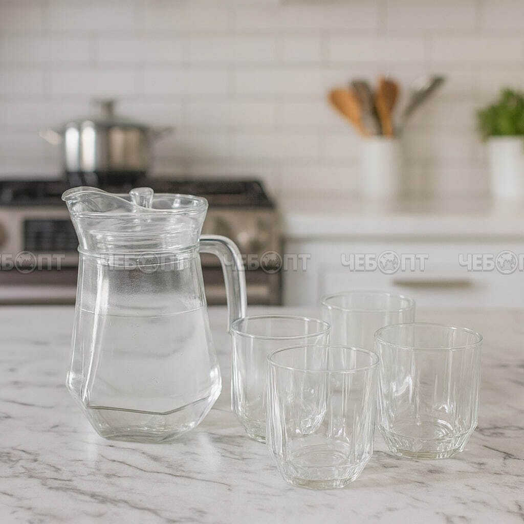 Набор питьевой 5 предметов (кувшин 1000 мл + 4 стакана 250 мл) арт. 260173 $$ [12] GOODSEE. ЧЕБОПТ.