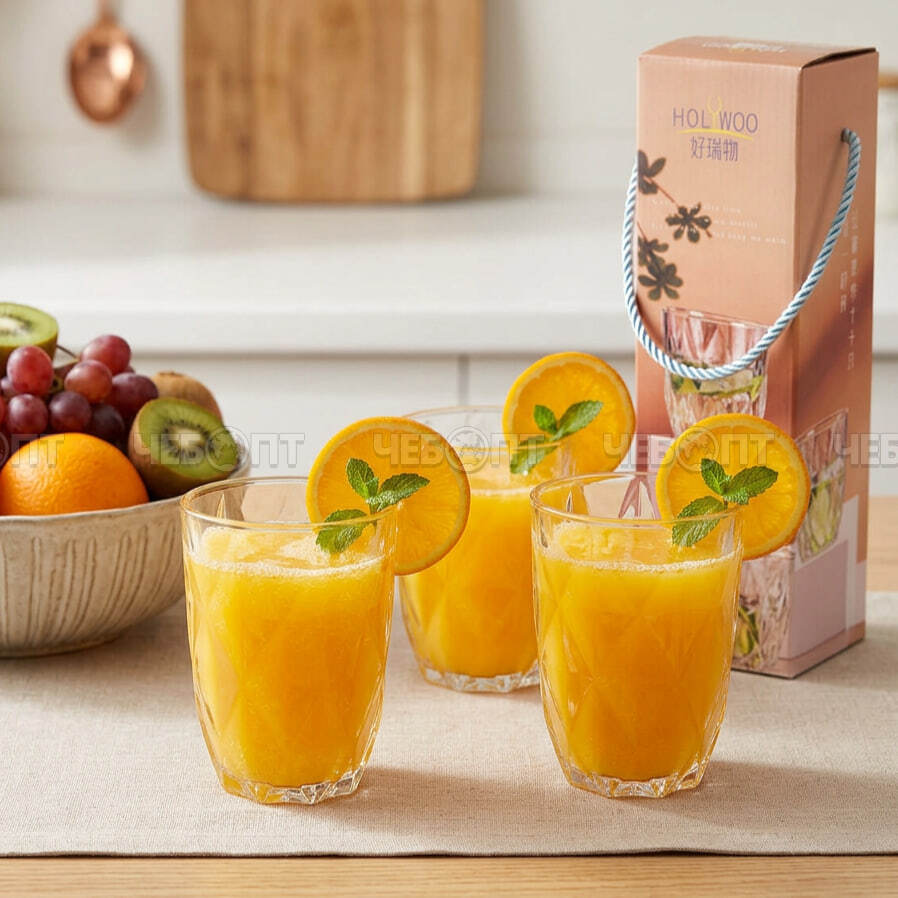 Набор стаканов 3 шт 300 мл, ELEGANT стеклянные, прозрачные арт. 260182 $$ [24] GOODSEE. ЧЕБОПТ.