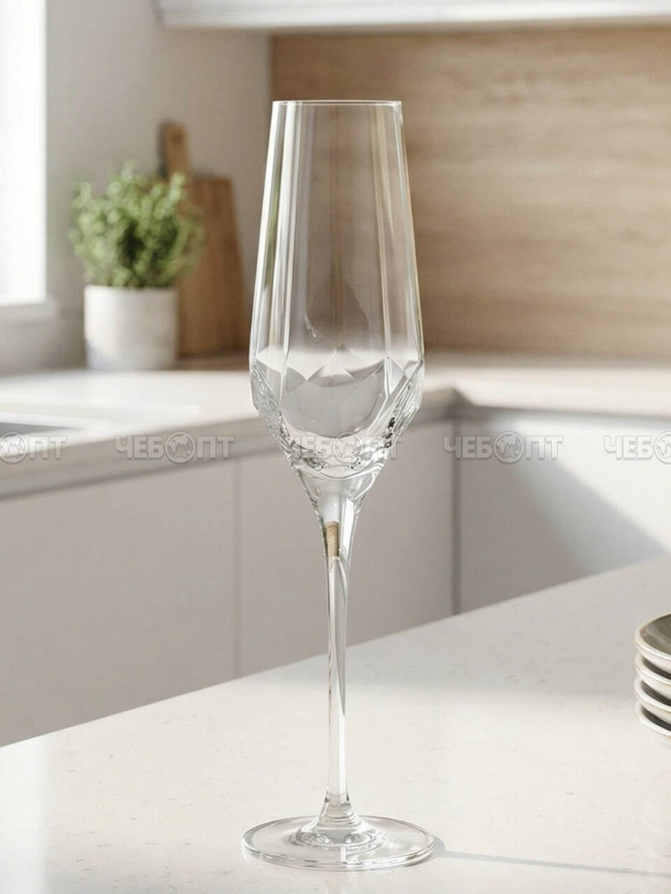 Бокал для шампанского 300 мл COLD PATTERG, тонкостенное хрустальное стекло арт. 260185. $$ [6/48] GOODSEE. ЧЕБОПТ.