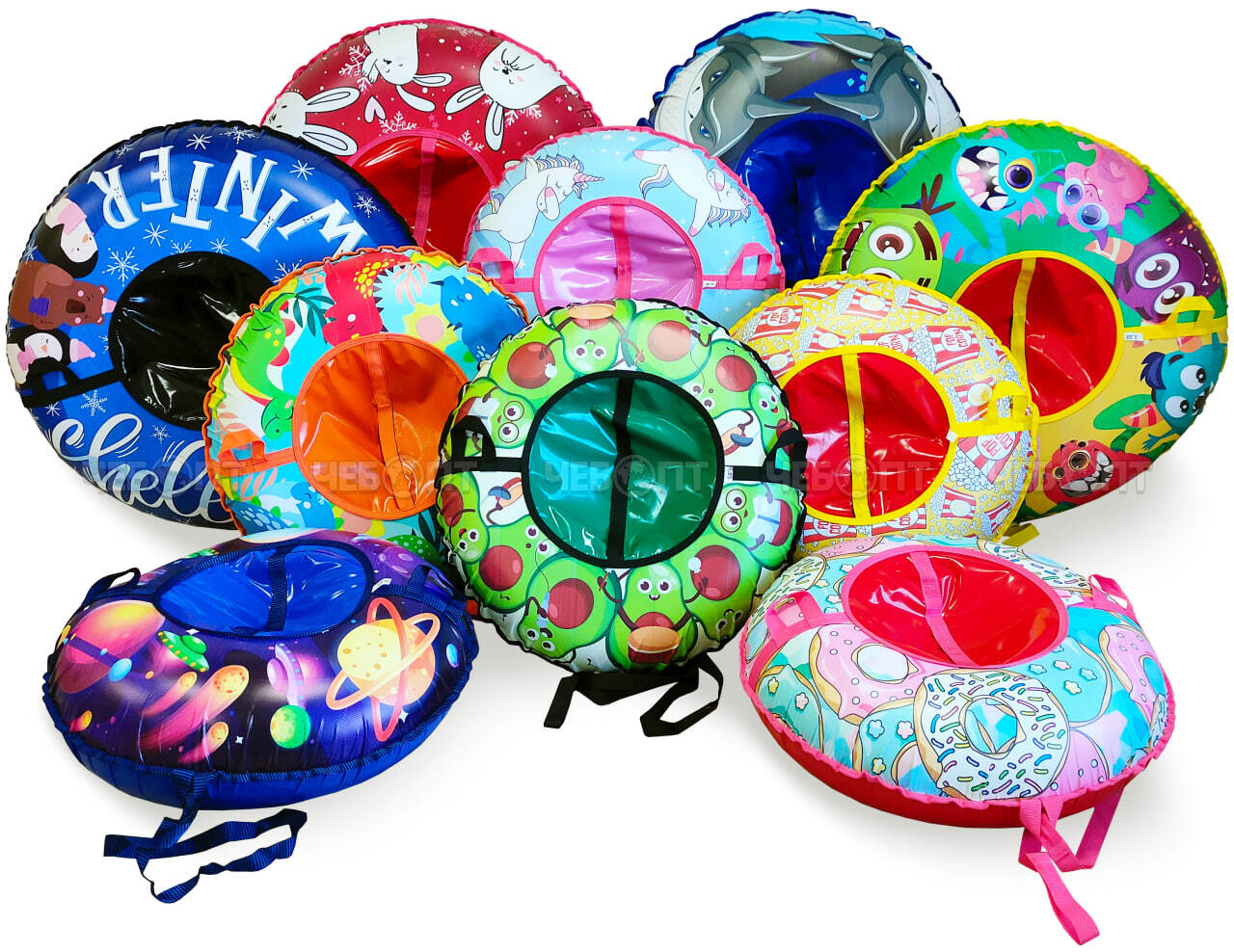 Санки-ватрушка (тюбинг) СКОЛЬЗЯШИ МАРВЕЛ на молнии D-0,95м С РИС (верхБАНЕР+низТЕНТПВХ 550 г/кв.м, усилен камера) ДО 95 кг ИНДИВ КОРОБКА [1] МПС СобПр. ЧЕБОПТ.