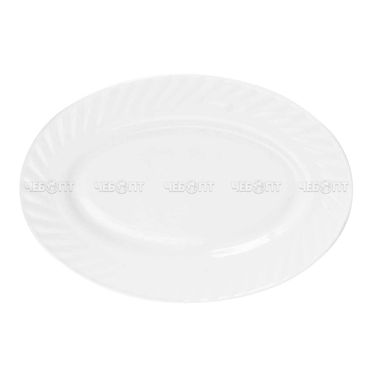 Блюдо 10" 25,5 см БЕЛОЕ, РИФЛЕНОЕ стеклокерамика арт. LHYP100, 300039 $ [6/48] GOODSEE. ЧЕБОПТ.