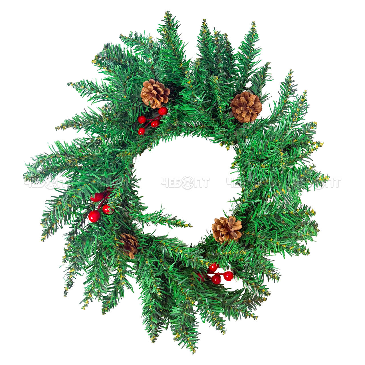 Венок искусственный новогодний с ПВХ ветками 40 см арт. 300291 $ [50] GOODSEE. ЧЕБОПТ.