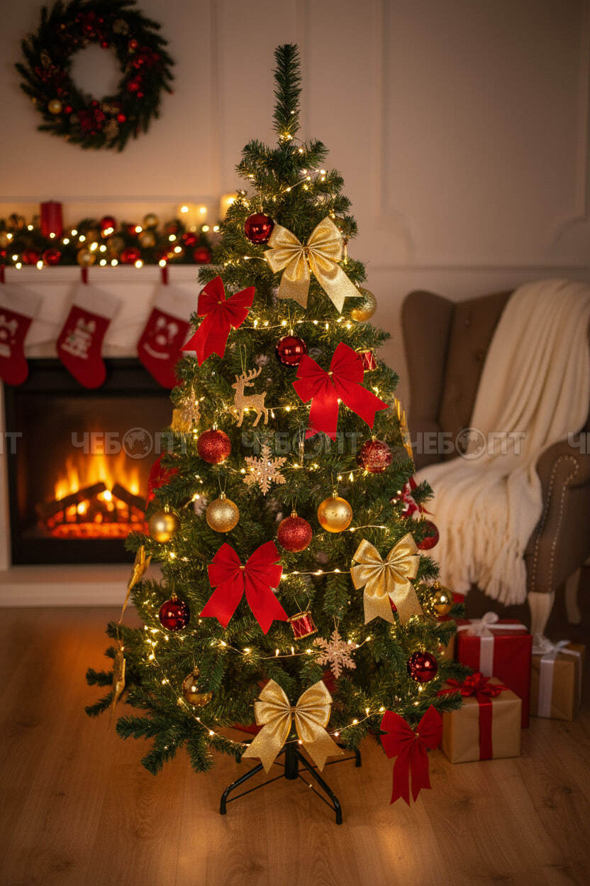 Елка (Ель) новогодняя искусственная РЕТРО h - 180 см, 600 веток ПВХ, металлическая подставка арт. 300276 $ [1] GOODSEE . ЧЕБОПТ.