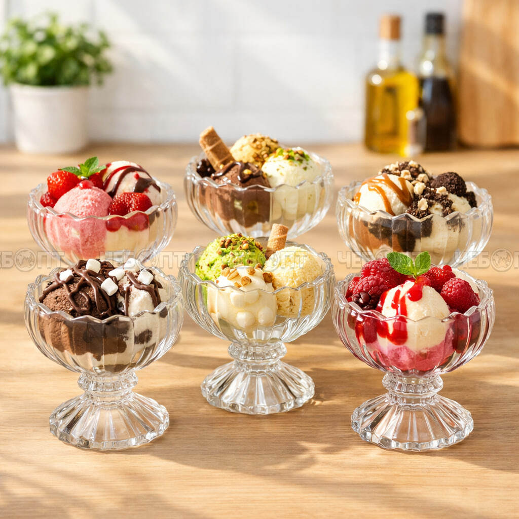 Набор креманок 200 мл ELEGANS из 6 шт. закаленное стекло арт. 1701/30151701 [6] ИРАН. ЧЕБОПТ.