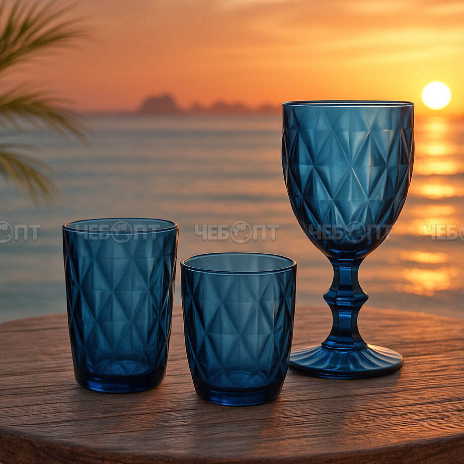 Бокал для вина/сока 300 мл ELEGANT синий арт. 300553-BLUE $ [6/48] GOODSEE. ЧЕБОПТ.
